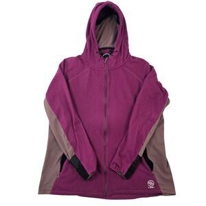 Loki Gear Fleece Hoodie Womens 2XL Purple Colorblock Full Zip Jacket Mitt Cuffs‎